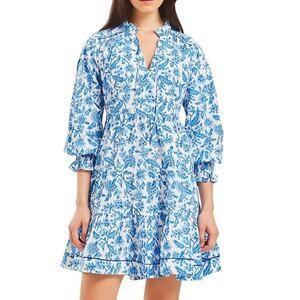 Pink City Prints Ocean Jaal Martha Mini Dress Blue White Block Print Tuckernuck